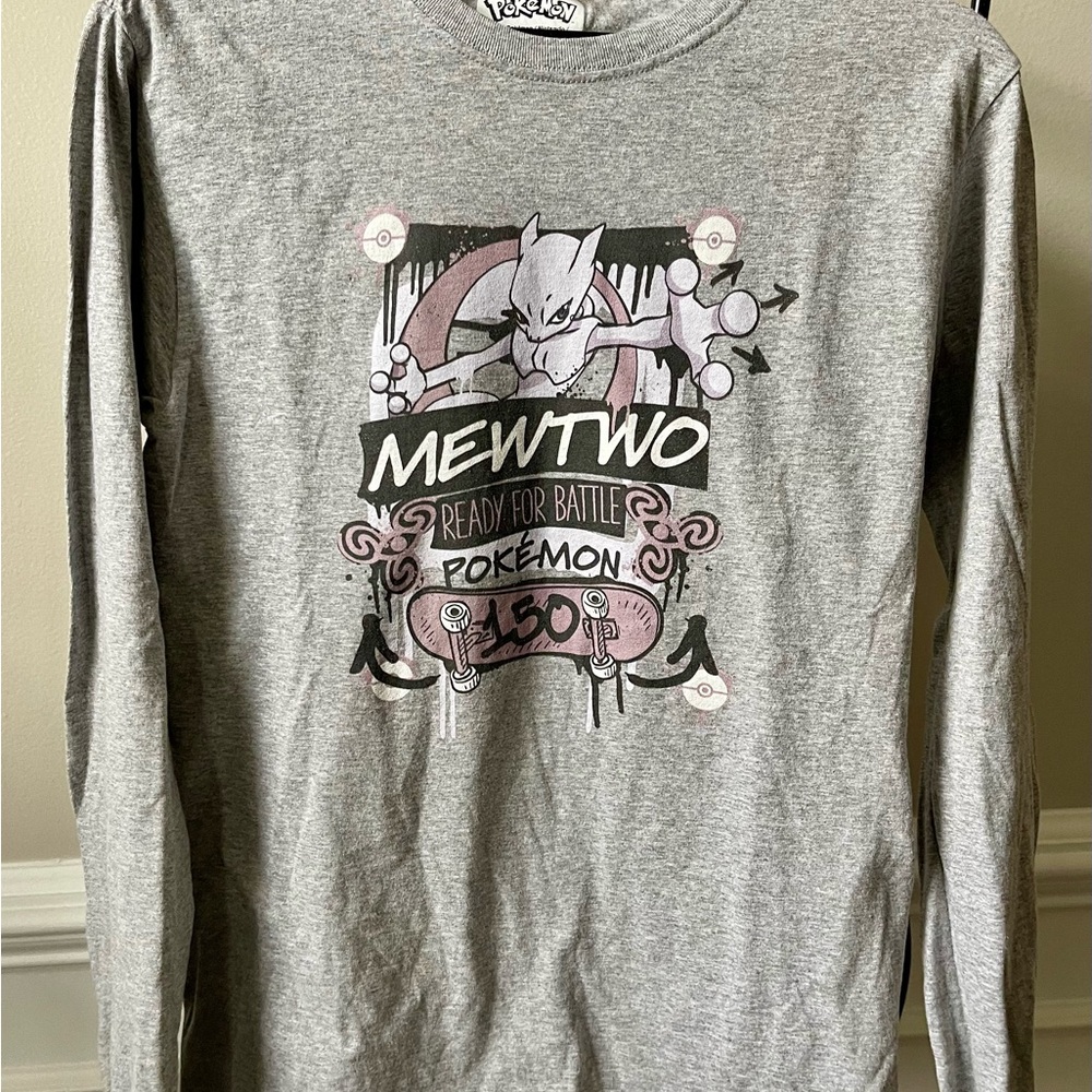 Gray Pokemon Mewtwo Long Sleeve Shirt